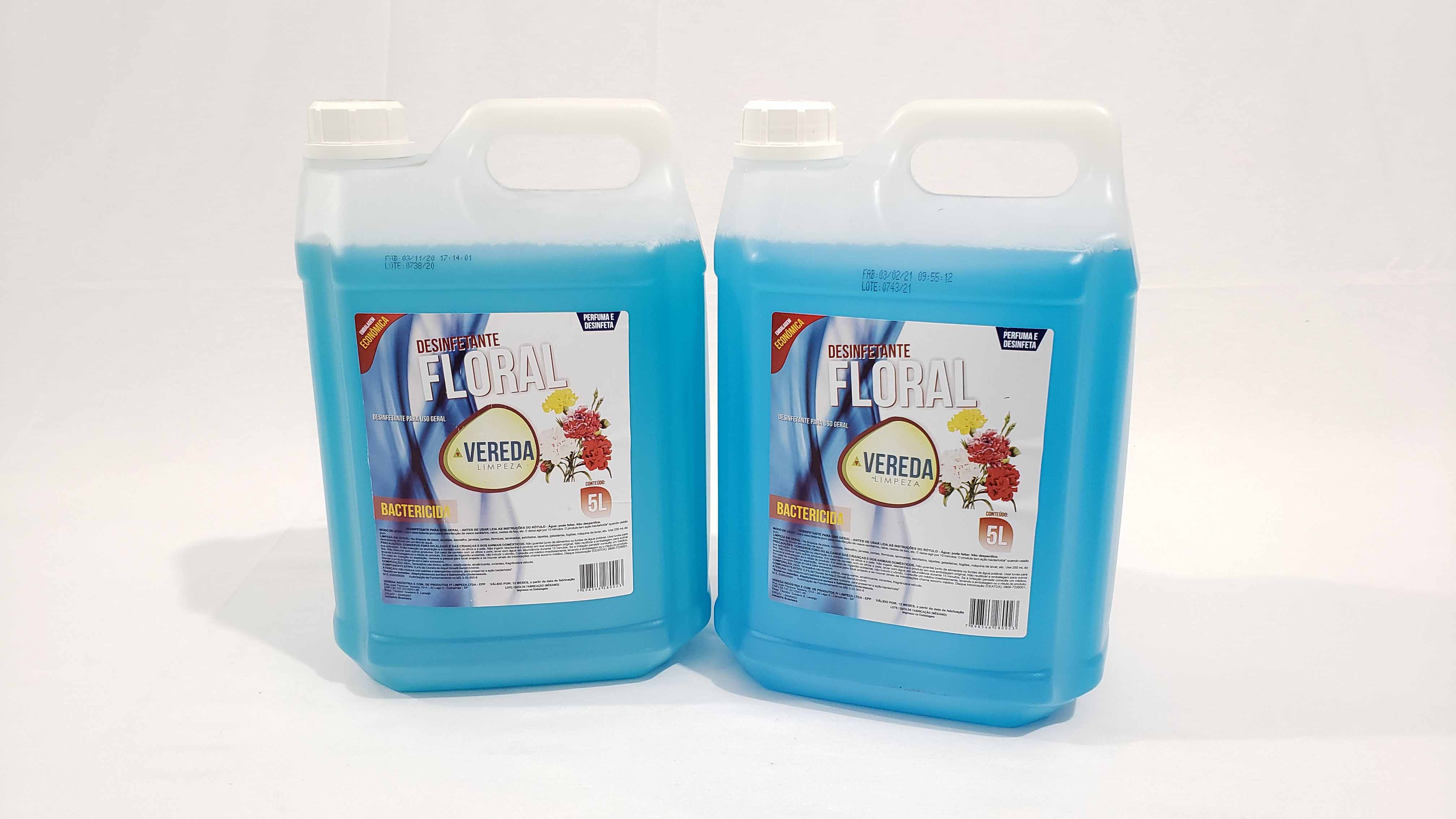 Imagem do produto: Desinfetante p/ Uso Geral Vereda, Bactericida Floral Azul 5L