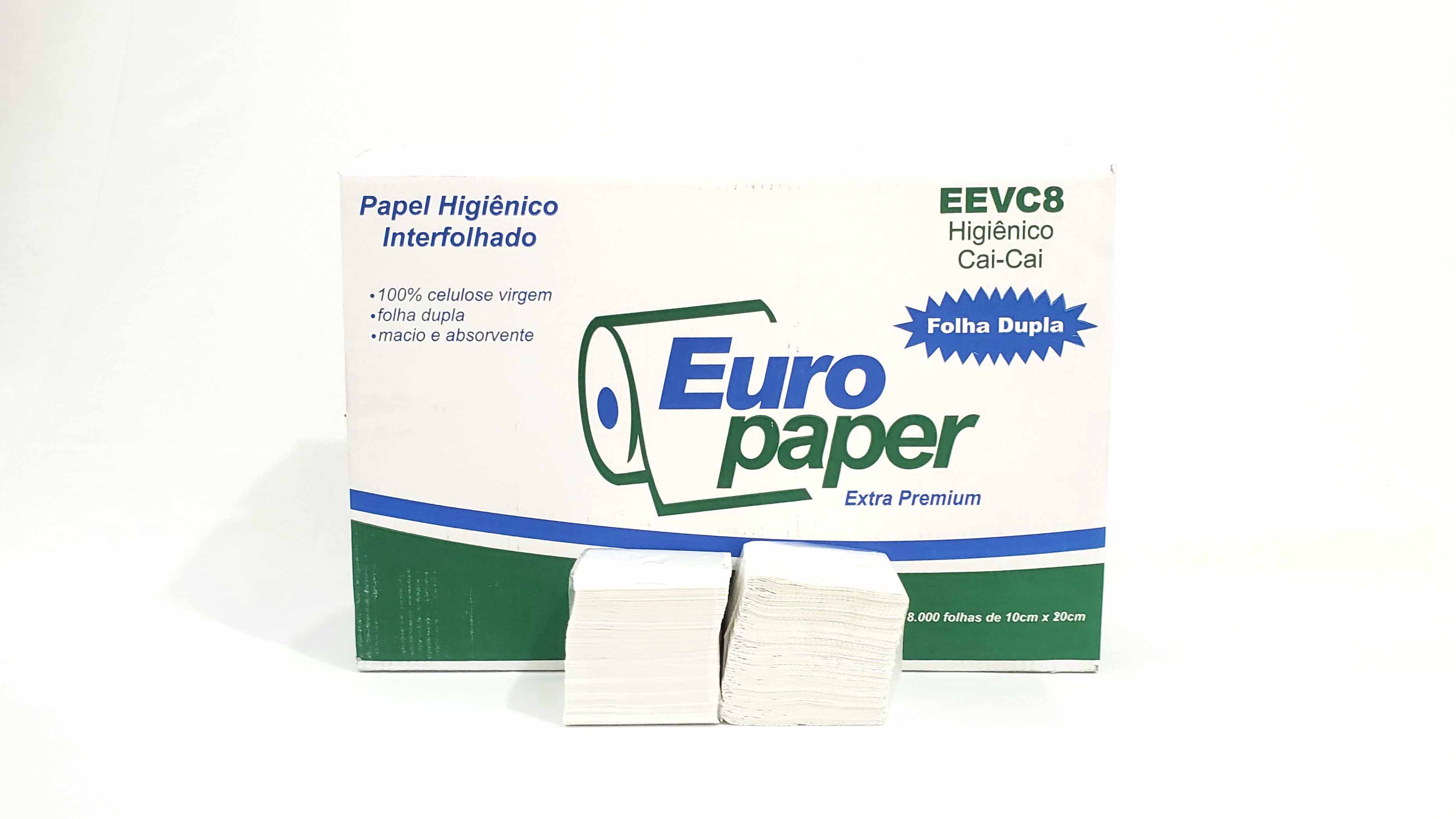 Imagem do produto: Papel Higiênico Europaper, Cai-Cai Folhas Duplas EEVC8 c/ 8.000 Folhas