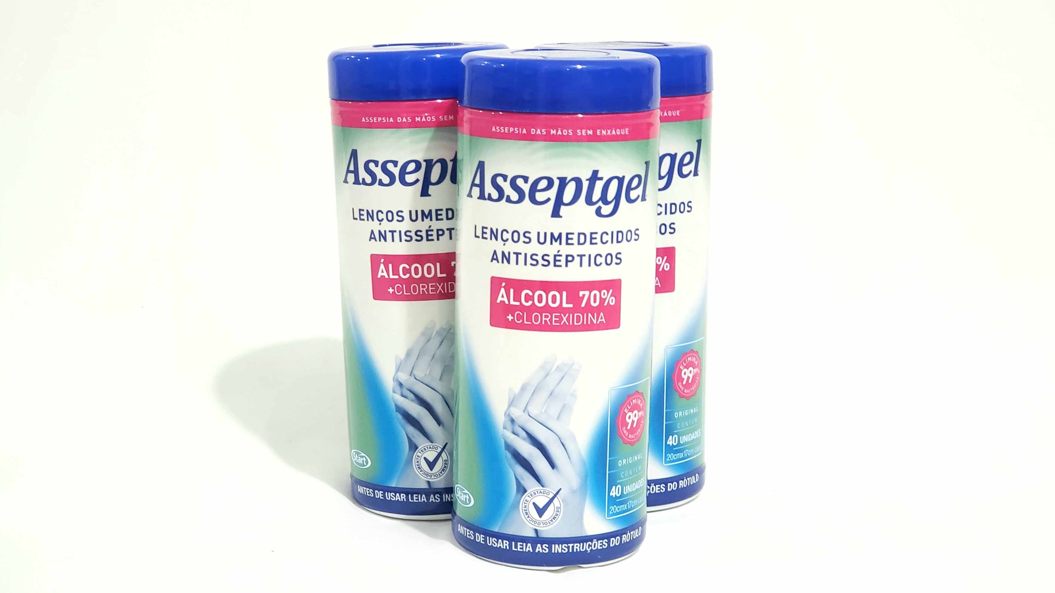 Imagem do produto: Lenços Umedecidos Asseptgel, Antisséptico c/ Álcool 70% c/ 40 Uni.