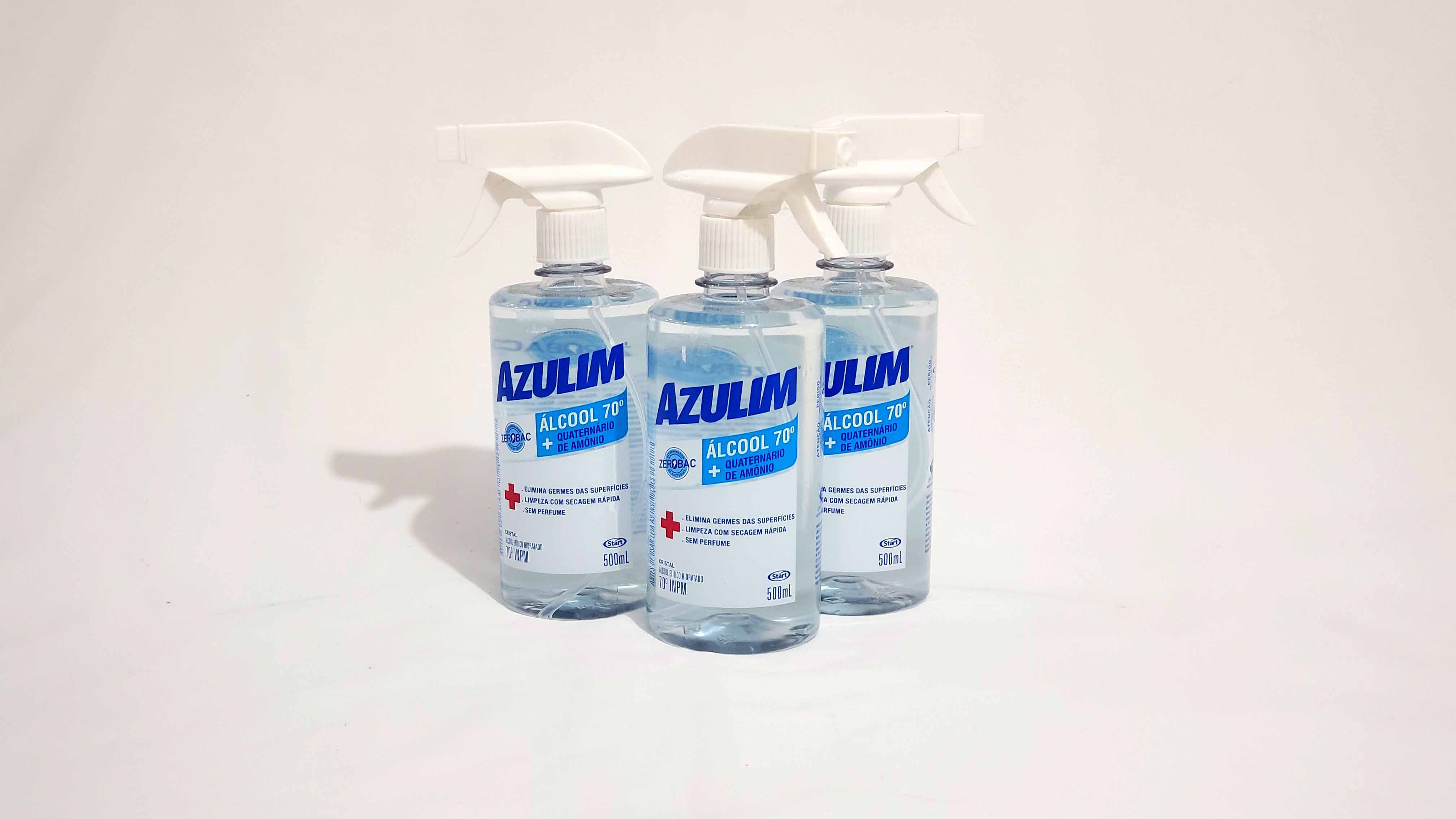 Imagem do produto: Álcool Líquido 70% Azulim, Spray c/ Quaternário de Amônio 500 ml